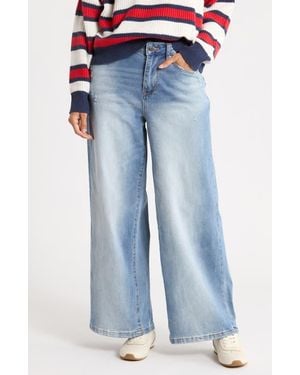 Vigoss Destructed High Waist Baggy Wide Leg Jeans - Blue