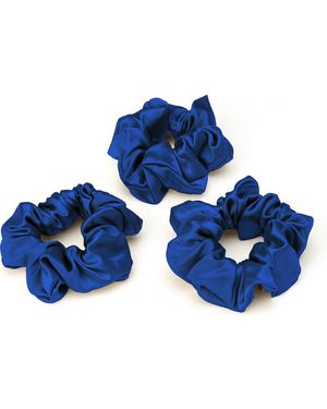 BLISSY 3-Pack Silk Scrunchies - Blue