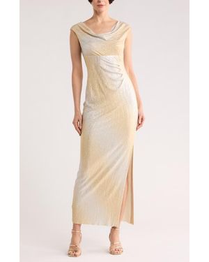 Connected Apparel Foil Ombré Maxi Dress - Natural