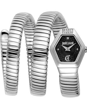 Just Cavalli Romina Snake Wraparound Bracelet Watch, 22.5Mm X 28.5Mm - Gray