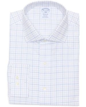 Brooks Brothers Grid Print Non-Iron Regular Fit Dress Shirt - White