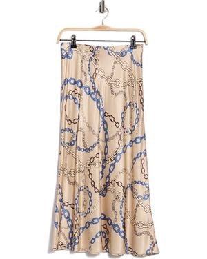 Rails Anya Print Satin Midi Skirt - Natural