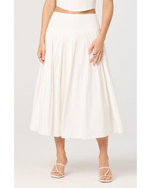 Astr Aubrianna Pleated Drop Waist Midi Skirt - White