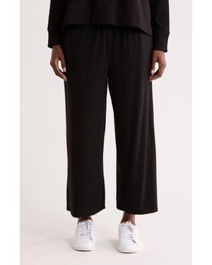 Eileen Fisher Pull-On Crop Wide Leg Pants - Black