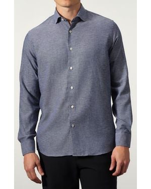 STUDIO GARNET LOS ANGELES Linen & Tencel Button Up Shirt - Blue