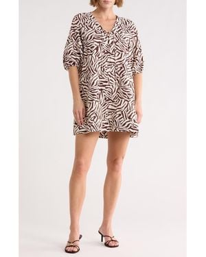 Habitual Lace-Up Detail Babydoll Dress - Multicolor