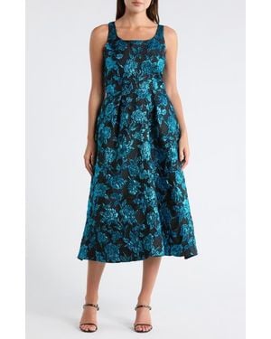 Julia Jordan Floral Square Neck Evening Maxi Dress - Blue