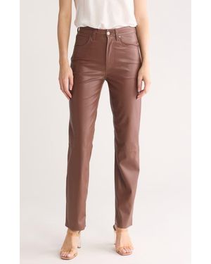 AG Jeans Faux Leather Straight Leg Pants - Red
