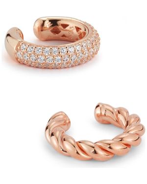 Glaze Jewelry Set Of 2 Sterling Ear Cuffs - Pink