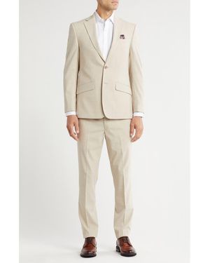 Ben Sherman Slim Fit Solid Notch Lapel Stretch Suit - Natural