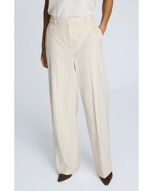 Kenneth Cole Pinstripe High Waist Wide Leg Pants - White