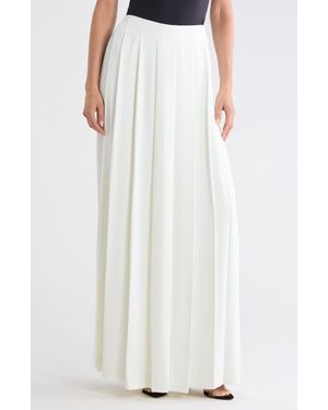 L'Agence Aki Skirt Front Pleated Wide Leg Pants - White