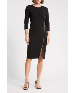 Calvin Klein Zip Trim Sheath Dress - Black