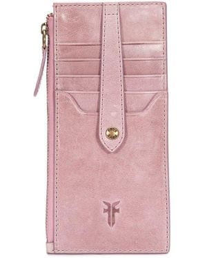 Frye Slim Leather Snap Card Wallet - Pink
