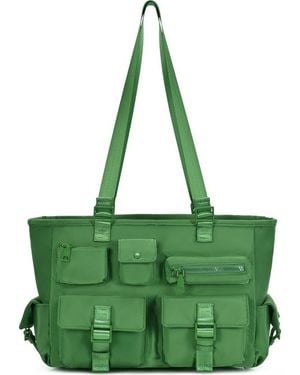 Sasha + Sofi Multi Pocket Tote With Crossbody Strap - Green