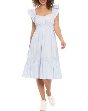 London Times Ruffle Sleeve Tiered Sundress - White