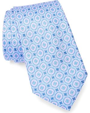 Duchamp Medallion Jacquard Silk Tie - Blue