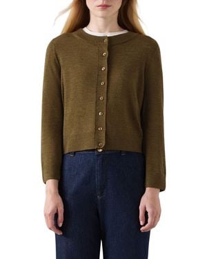 LK Bennett Connie Merino Wool Cardigan - Green
