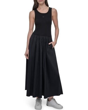 DKNY Mixed Media Maxi Dress - Black