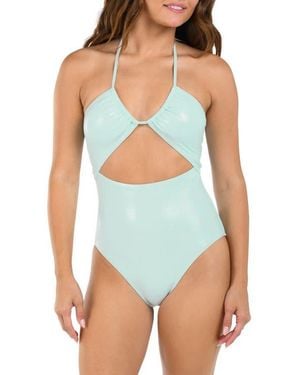 Citrus Iridescent Cutout One-Piece Swimsuit - Blue