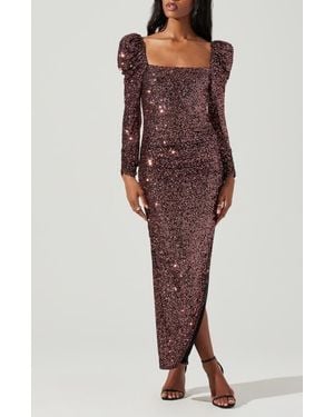 Astr Lourdes Long Sleeve Dress - Red