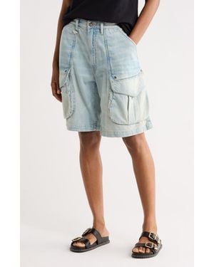 R13 Relaxed Multipocket Denim Shorts - Blue