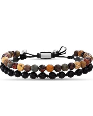 Nordstrom Rack Double Cord Stone Bead Slider Bracelet - Black