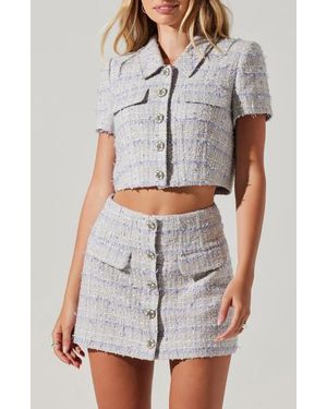Astr Mavey Short Sleeve Tweed Jacket - White