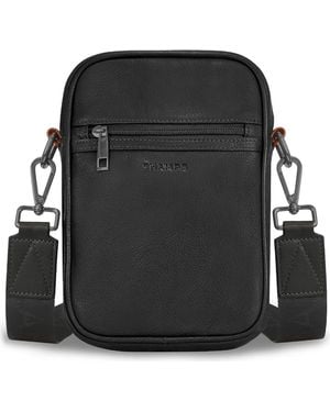 CHAMPS Onyx Leather Vertical Crossbody Bag - Black