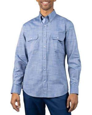 Tailorbyrd Signature Cotton Chambray Button-Down Shirt - Blue