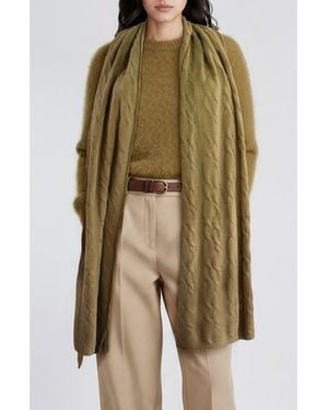 Portolano Cashmere Cable Knit Scarf - Green