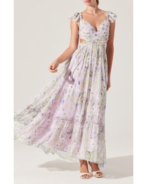 Astr Primrose Cutout Detail Maxi Dress - Pink