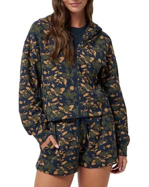 Travis Mathew Cloud Fleece Floral Zip-Up Hoodie - Black