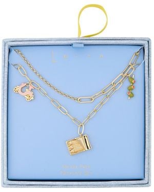 Leith Layered Charm Pendant Necklace - Blue