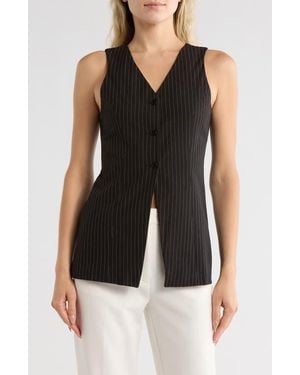ASOS Pinstripe Cutaway Longline Vest - Black