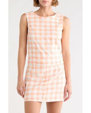 French Connection Gingham Check Sleeveless Top - Pink