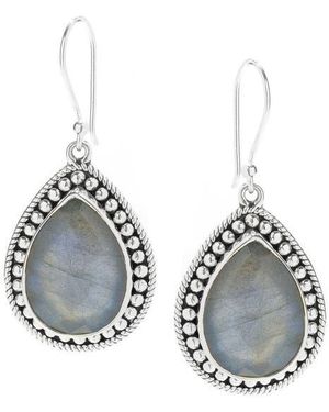 Samuel B. Labradorite Teardrop Earrings - White