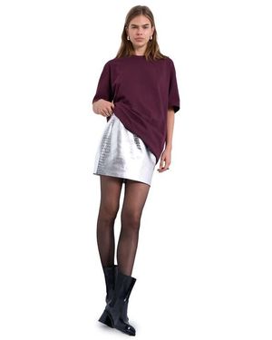 TOPSHOP Croc Embossed Metallic Faux Leather Miniskirt - Purple