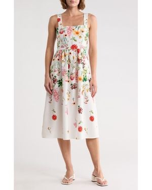 Eliza J Floral Square Neck Midi Sundress - Pink