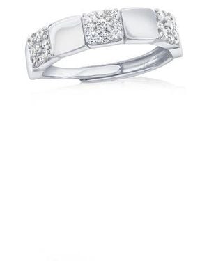 Simona Pavé Cubic Zirconia Square Adjustable Ring - Metallic