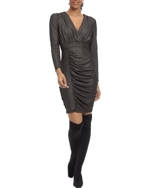 Donna Morgan Stretch Long Sleeve Lame Mini Dress - Black