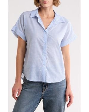 TROVE NEW YORK The Ruched Button-Up Shirt - Blue