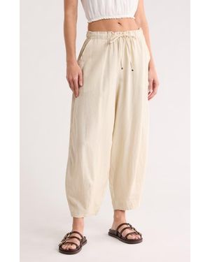 Max Studio Cropped Drawstring Pants - Natural
