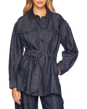 Susana Monaco Stretch Cotton & Linen Denim Jacket - Blue