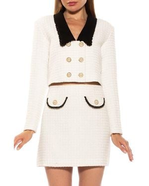 Alexia Admor Aurelia Tweed Crop Jacket - White