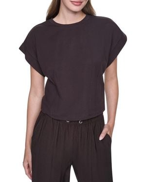 DKNY Crop Shoulder Crop T-Shirt - Black