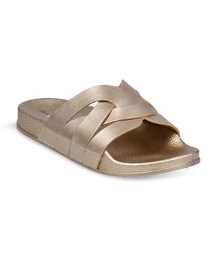 GAAHUU Crisscross Strap Slide Sandal - Brown