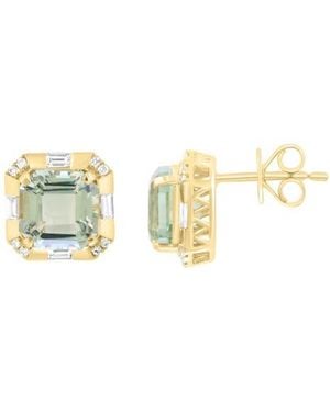 Effy Amethyst & Diamond Earrings - Metallic