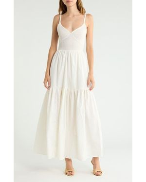 Vigoss Smocked Poplin Maxi Dress - White