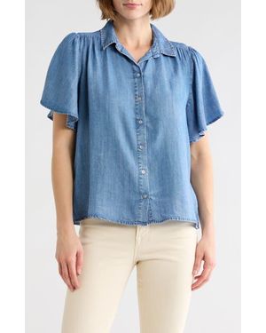 Beach Lunch Lounge Greyson Short Sleeve Denim Button-Up Shirt - Blue